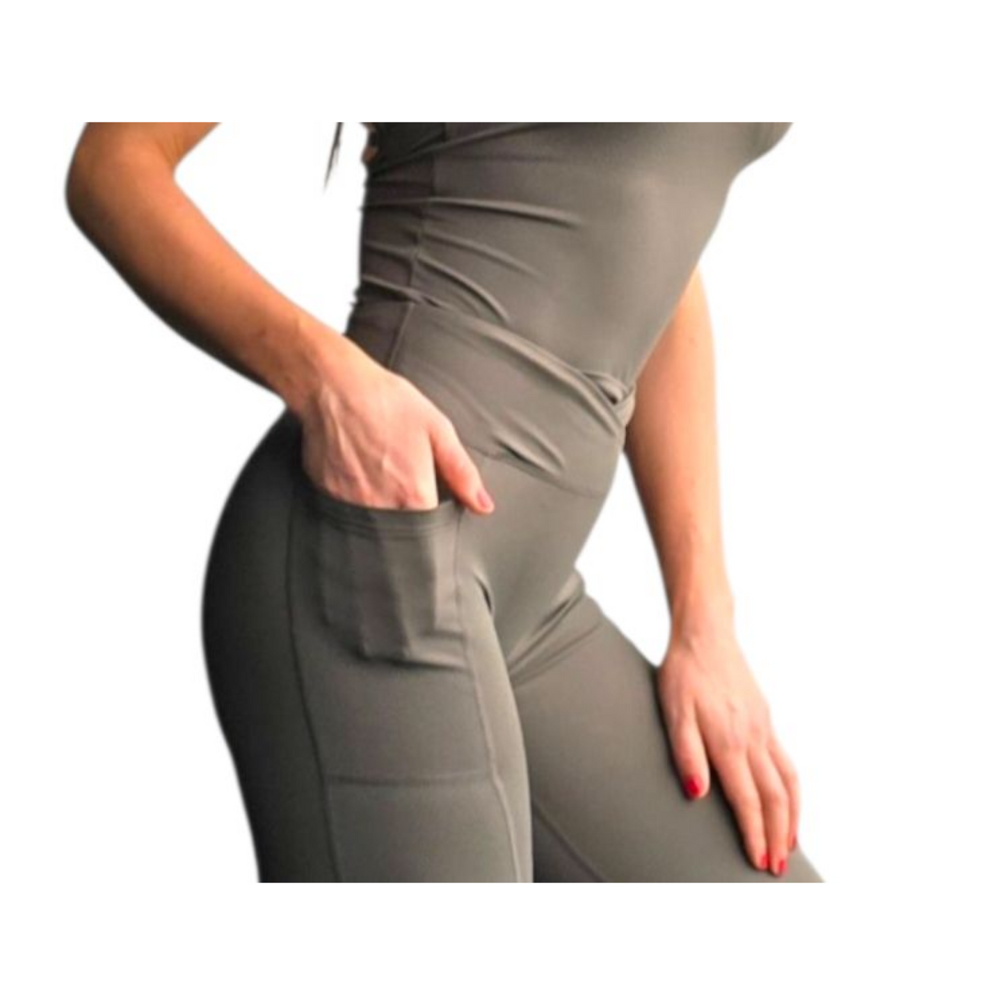 Icon Non-Visible Scrunch Flares in Army Green with Pockets