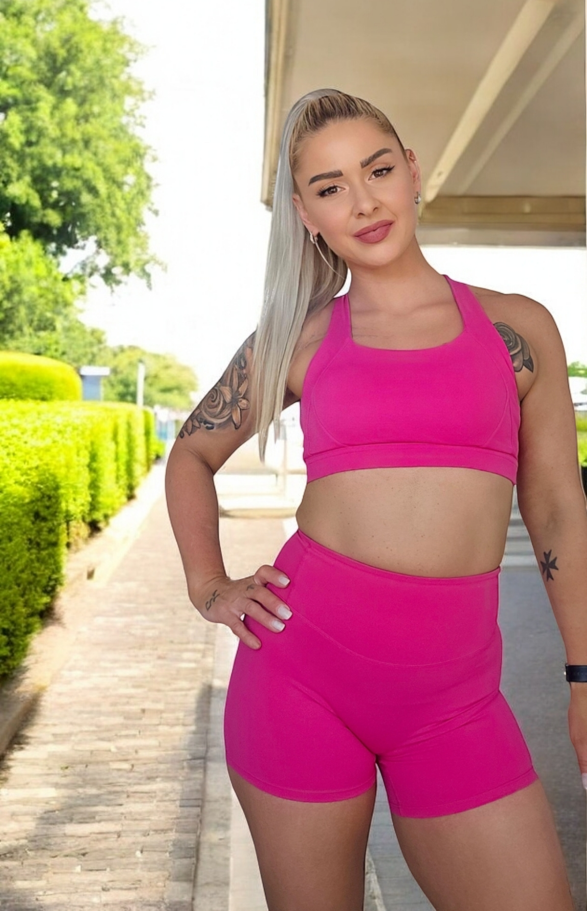 NSV Self Care Sports Bra in Fuscha Pink