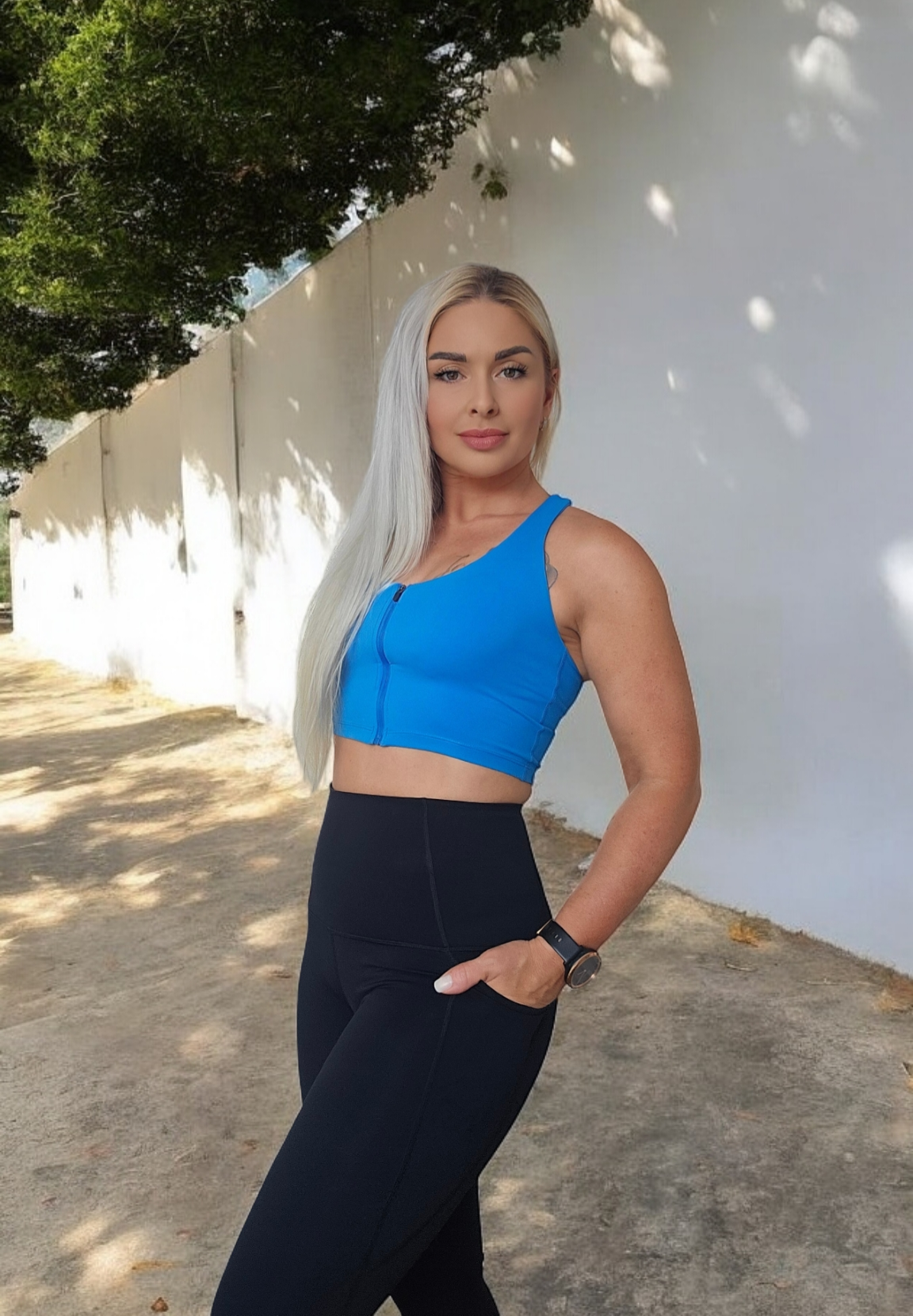 Zip Up Crop Top Blue