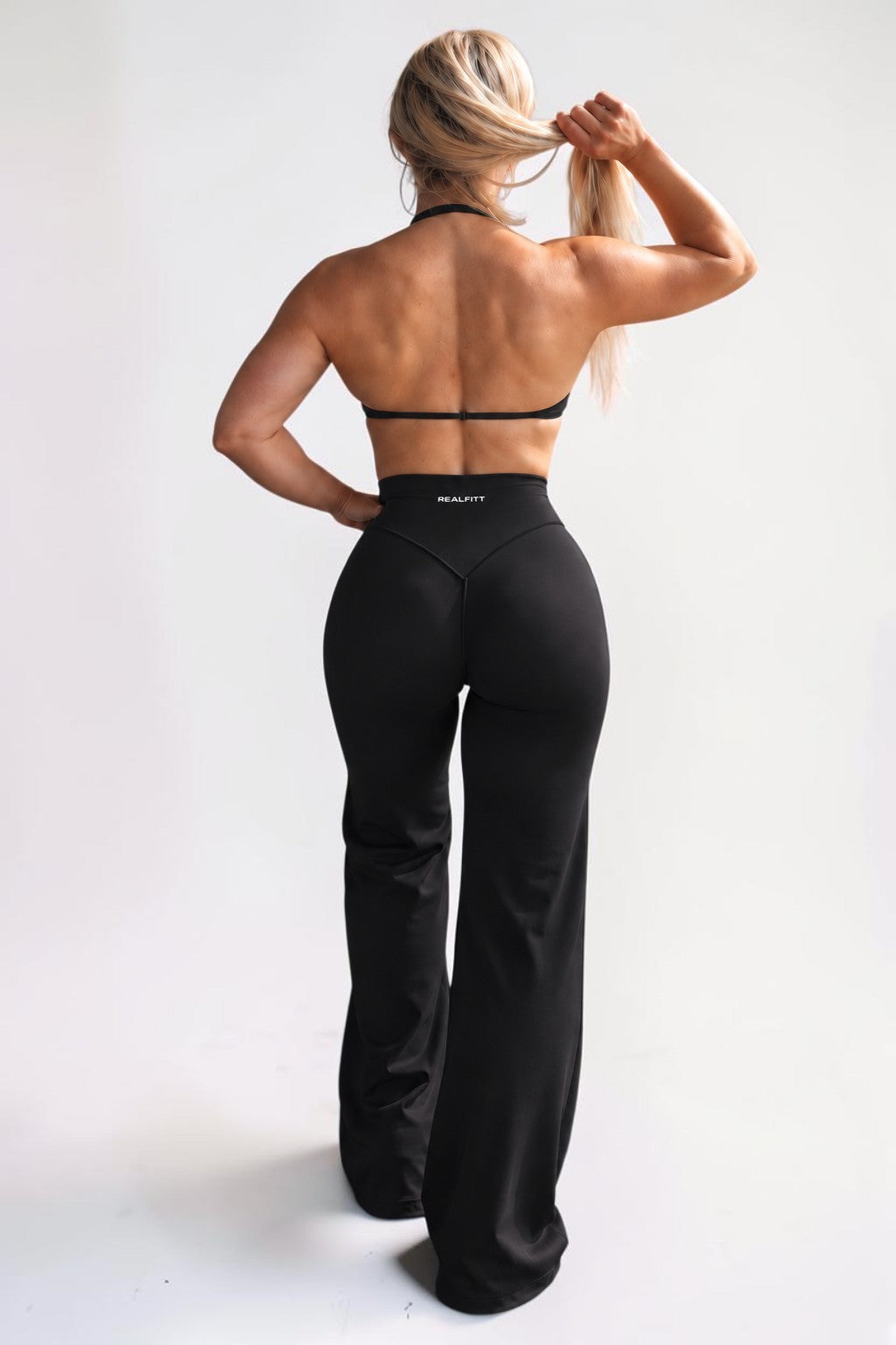 Siren Halter Bra with Adjustable String Straps in Black