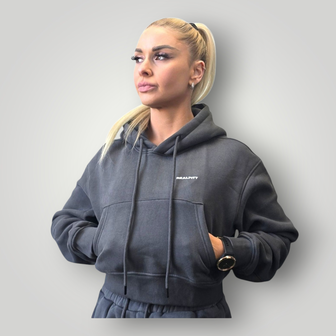 RealFitt Plush Cropped Hoodie in Grey