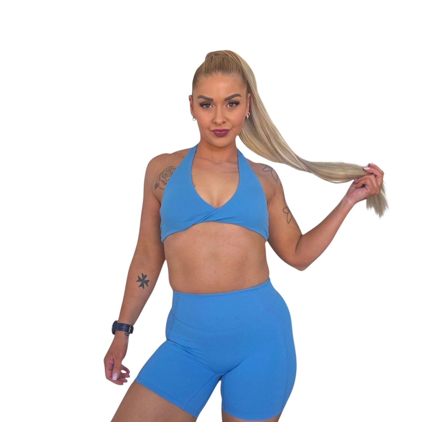 Self Love High-Waisted Mid Shorts in Blue