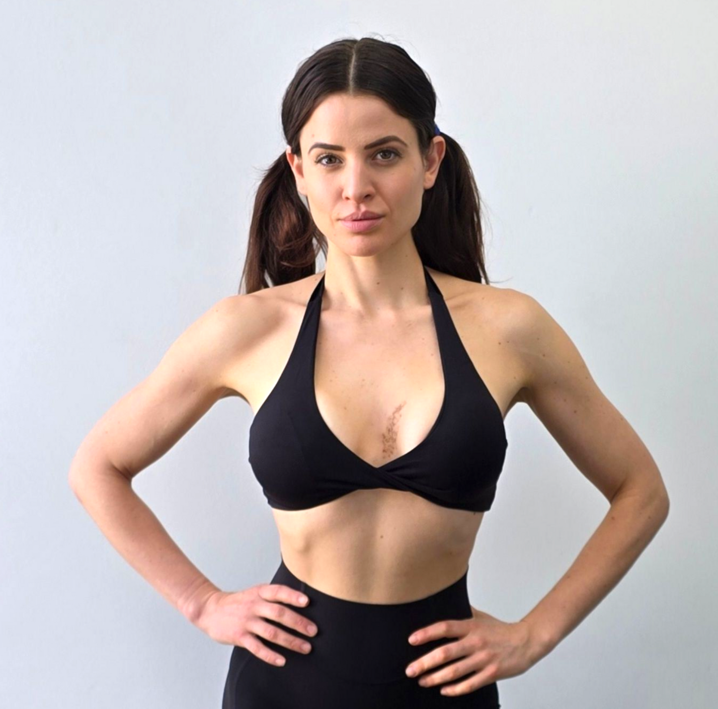 Self Love Halter Twist Bra in Black