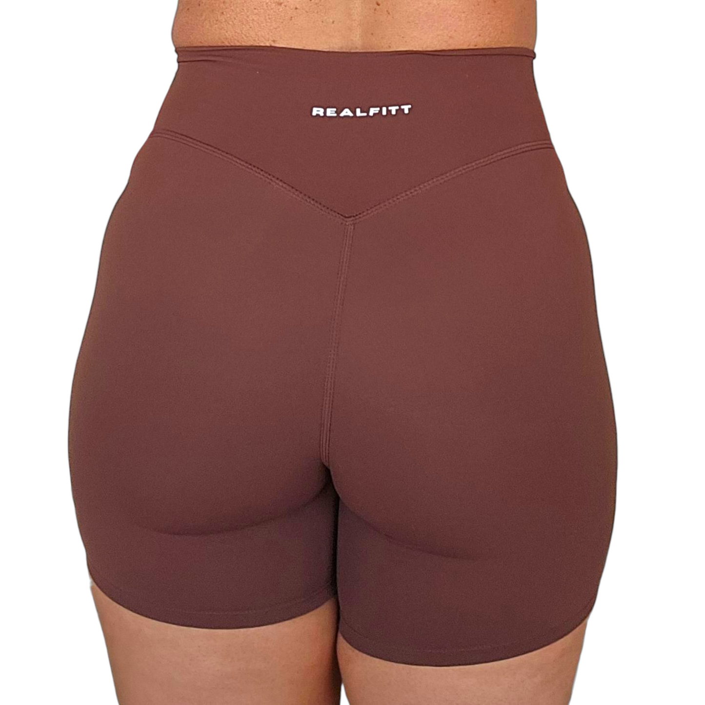 Self Love High-Waisted Mid Shorts in Coffee