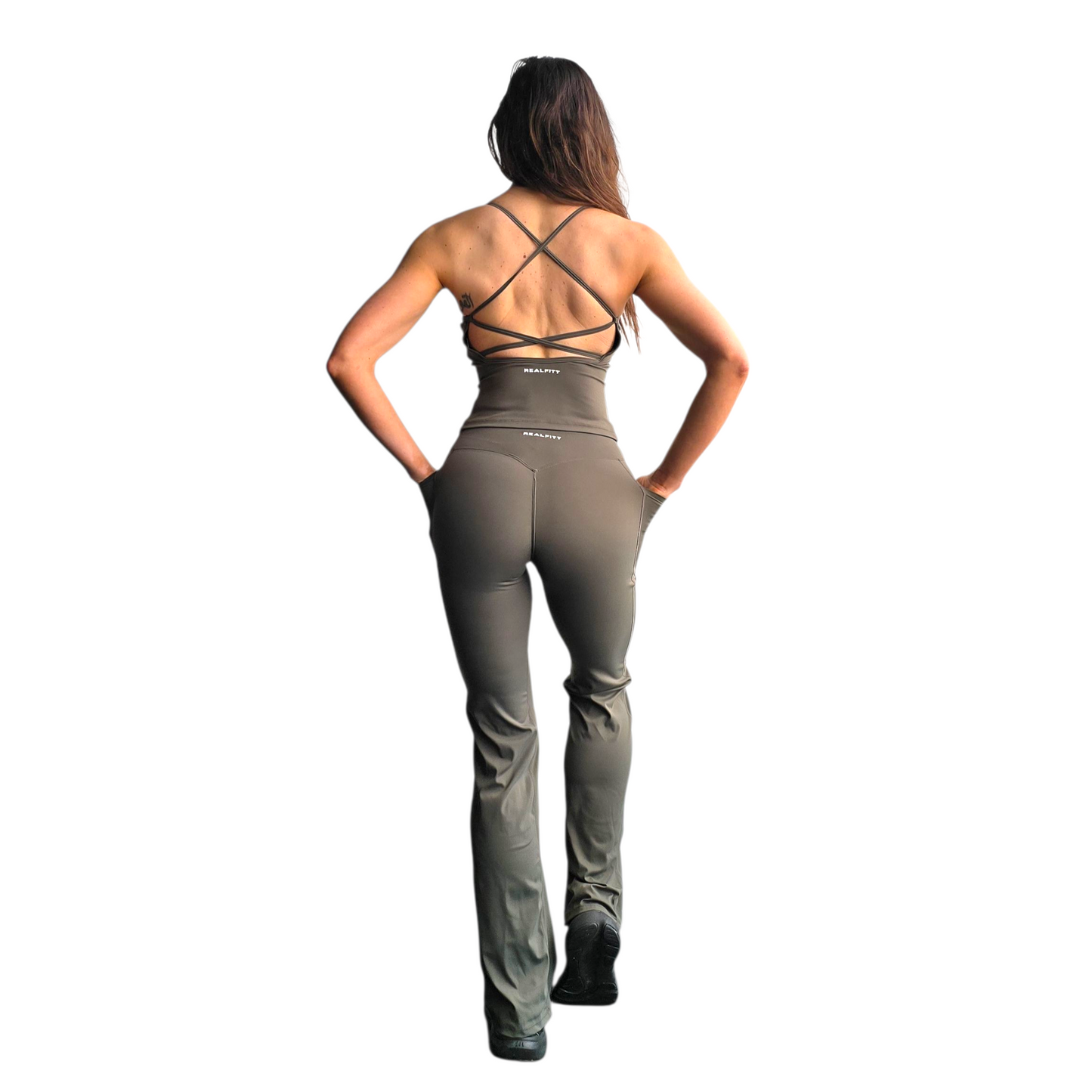 Icon Cross-back Strap Singlet in Army Green