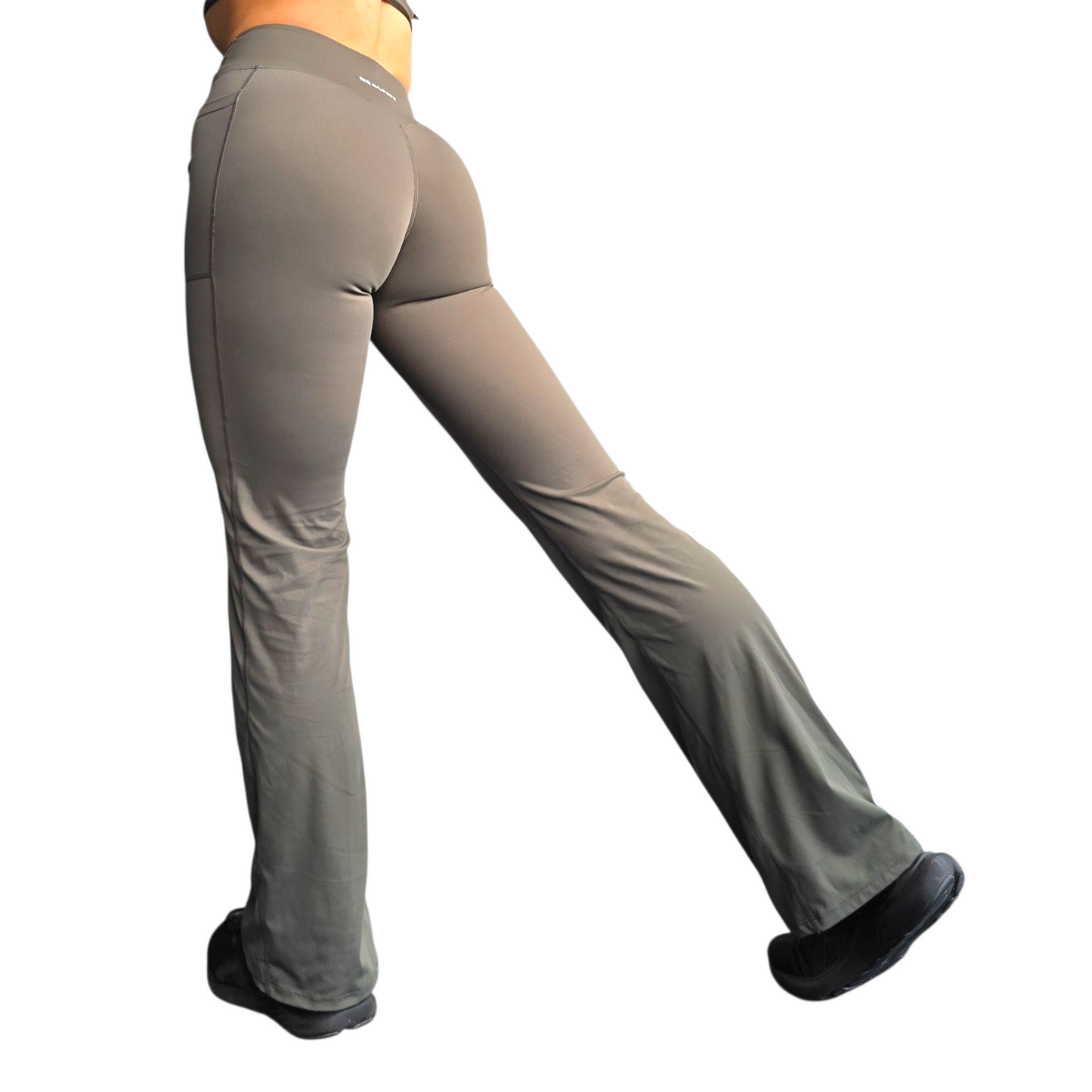 Icon Non-Visible Scrunch Flares in Army Green with  Pockets