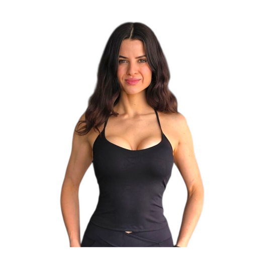 Icon Cross-back Strap Singlet in Black