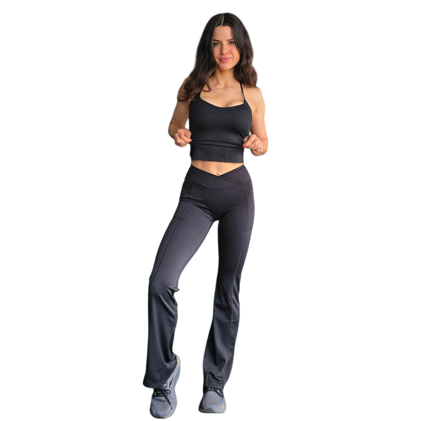 Icon Non-Visible Scrunch Flares in Black with Pockets