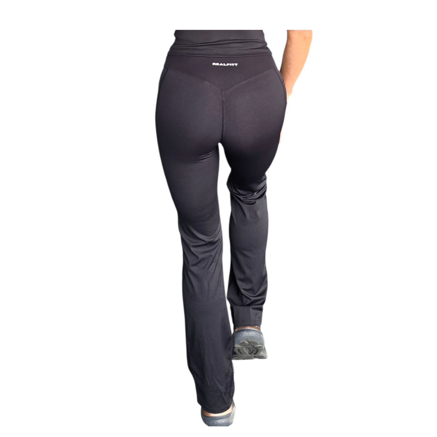 Icon Non-Visible Scrunch Flares in Black with Pockets