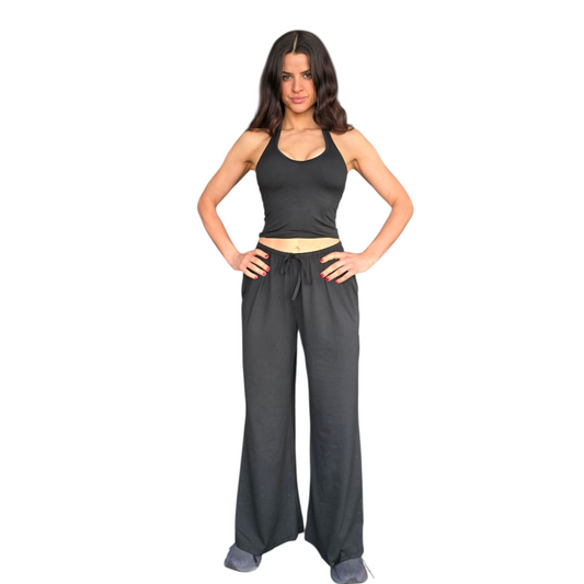 Essentials Wide Leg Pump Cover Pants in Black