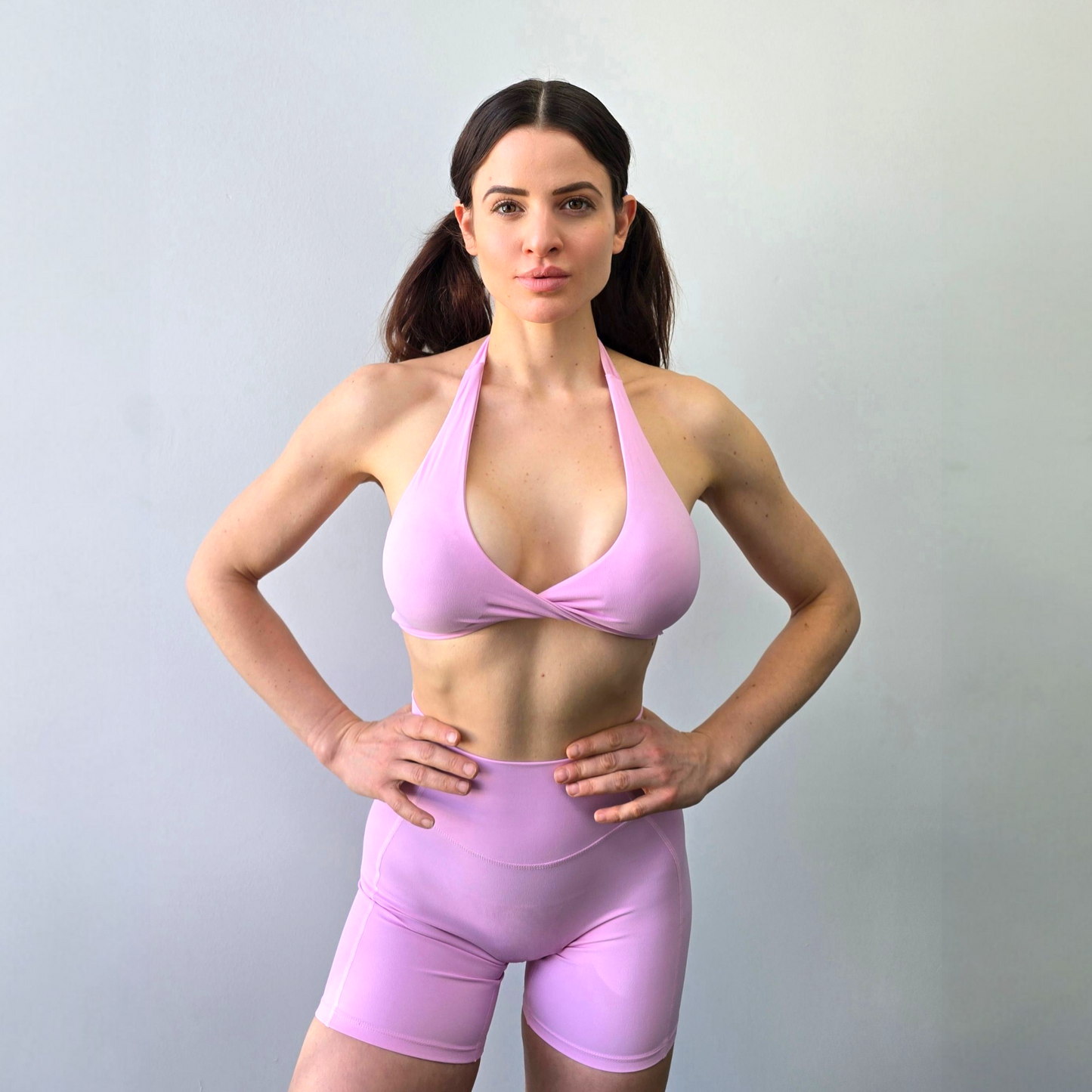 Self Love High-Waisted Mid Shorts in Pink