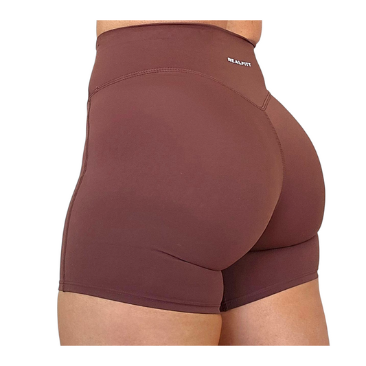 Self Love High-Waisted Mid Shorts in Coffee