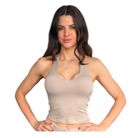 Essentials Halter Singlet in Beige