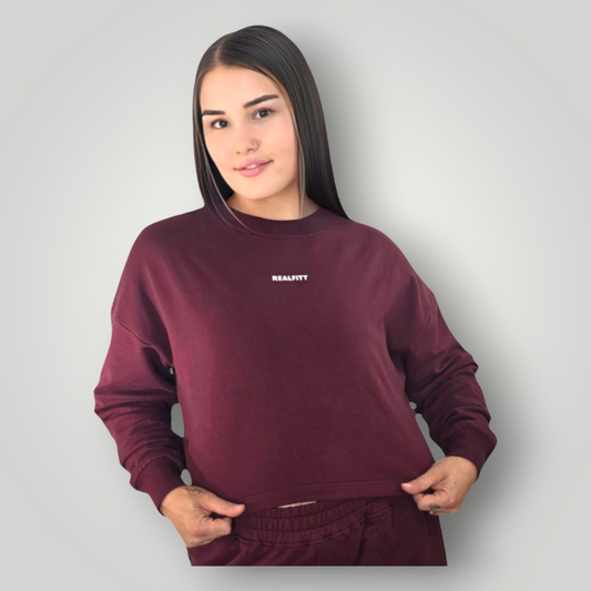 Casual-Lane Cropped Jumper in Marone