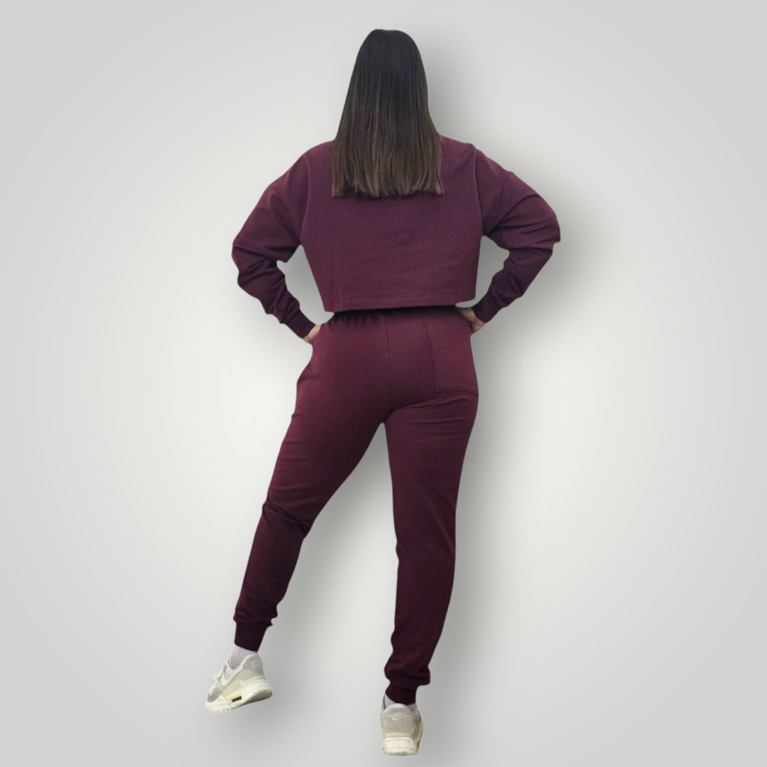 Casual-Lane Cropped Jumper in Marone