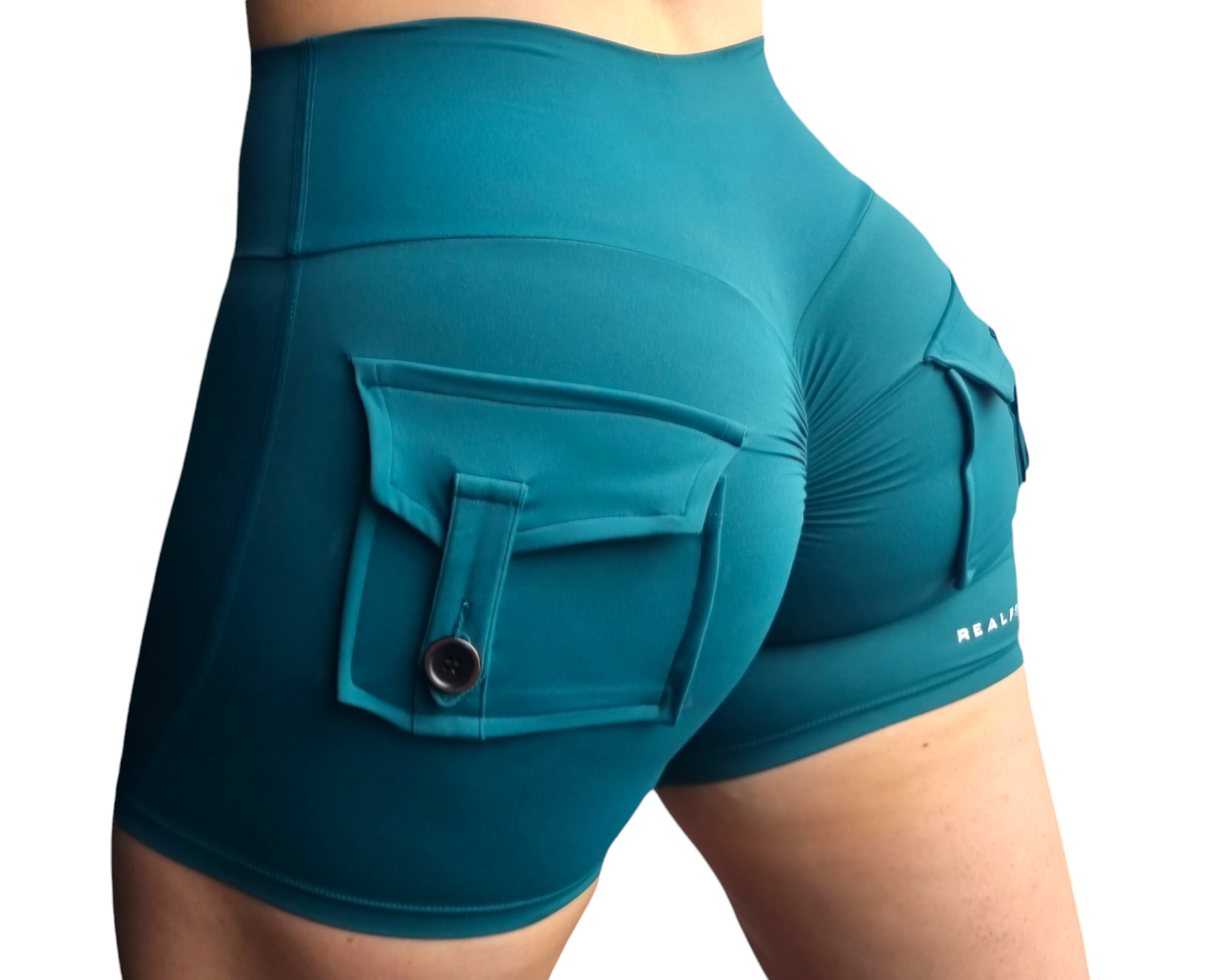 Pocket Scrunch Booty Shorts in Green