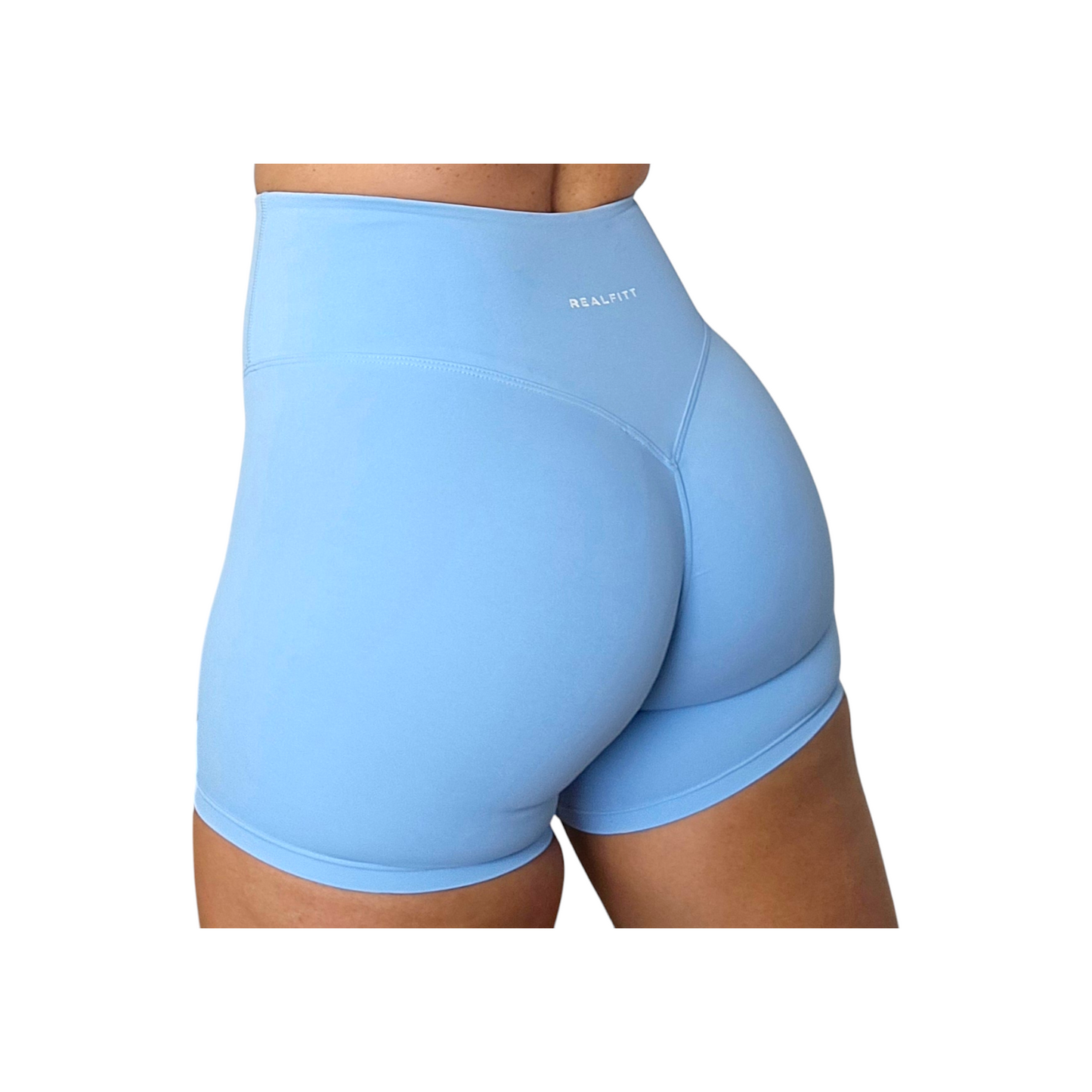 NSV Self Care High-Waisted Non-Visible Scrunch Shorts in Sky Blue