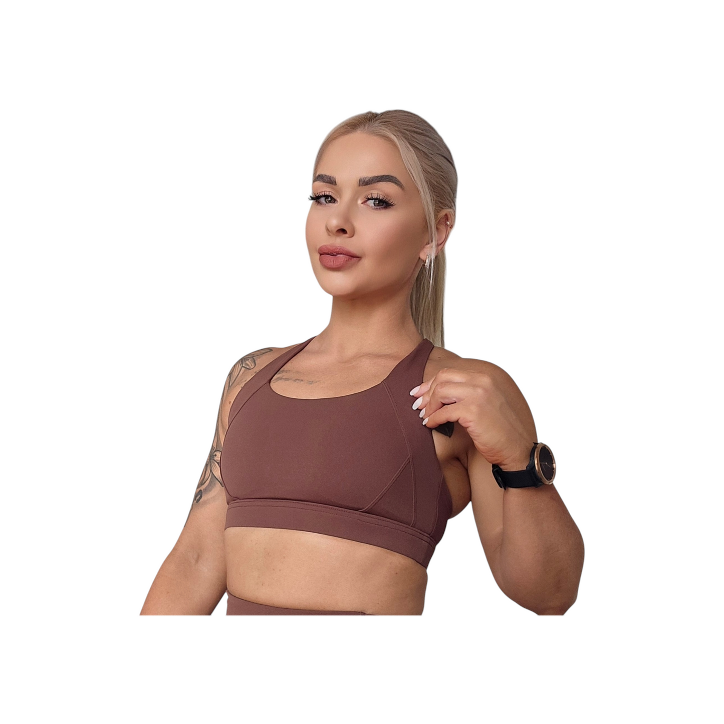 NSV Self Care Supportive Sports Bra in Coffee