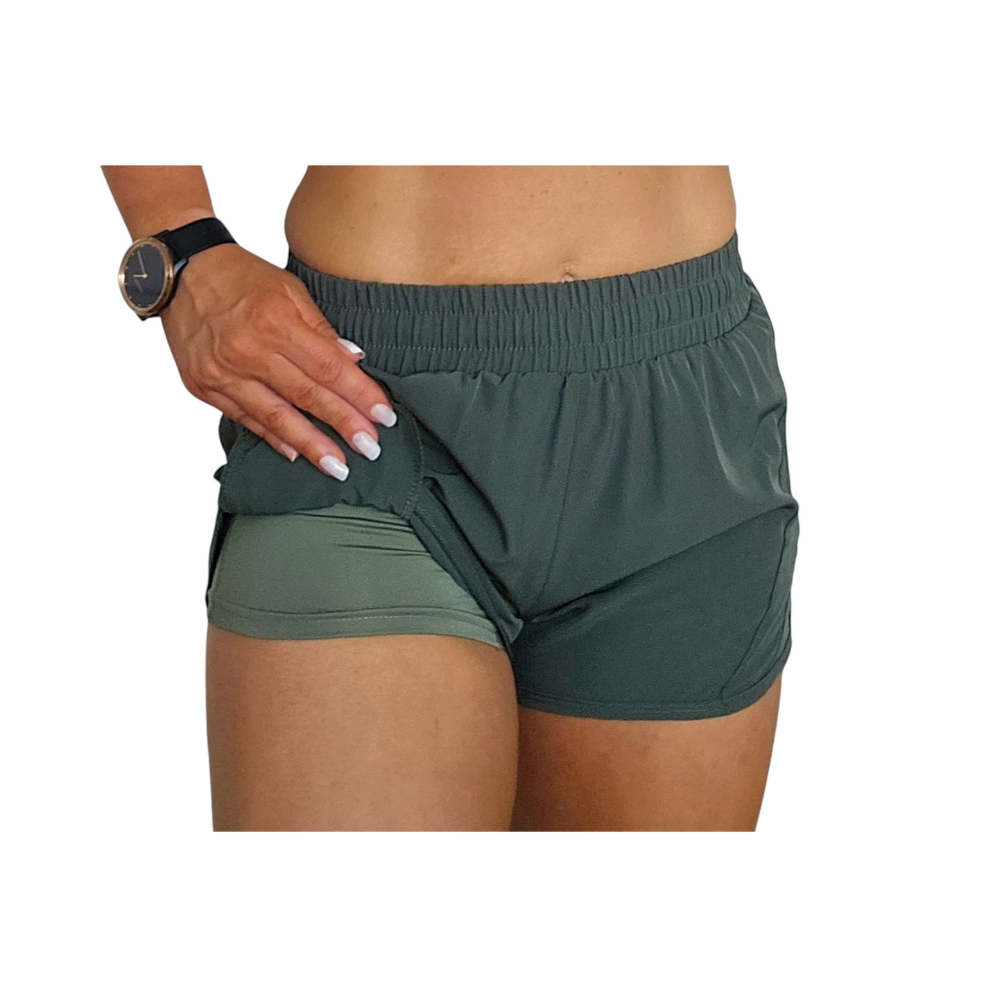 RealFitt Running Shorts in Army Green