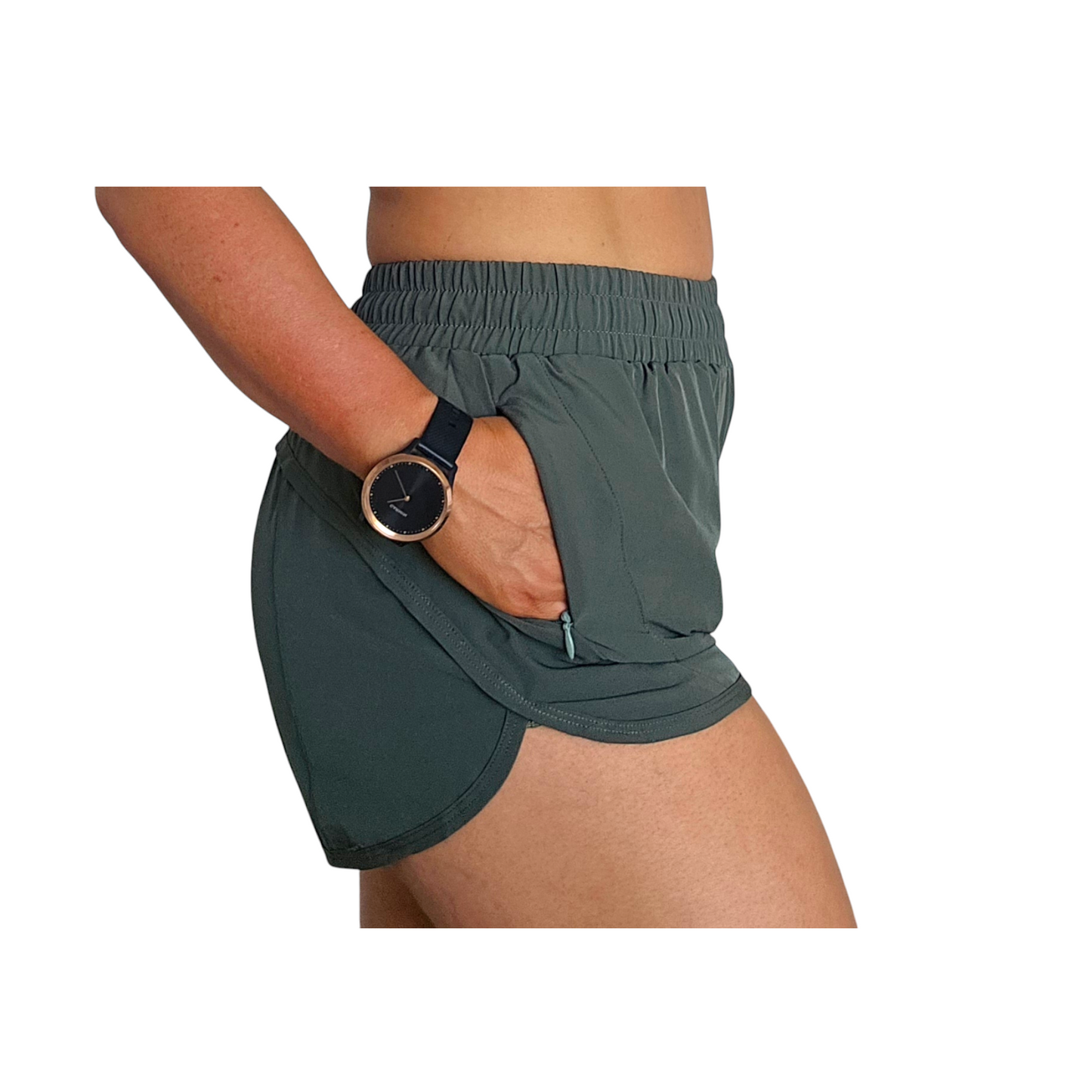 RealFitt Running Shorts in Army Green