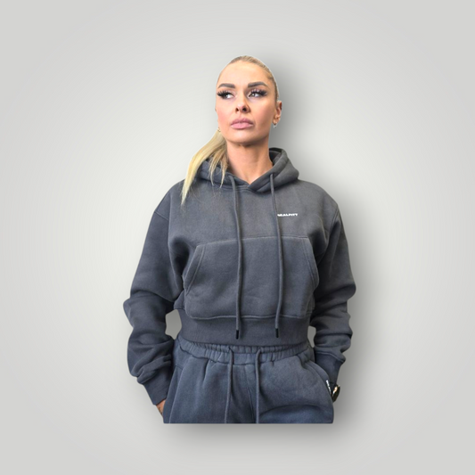 RealFitt Plush Cropped Hoodie in Grey