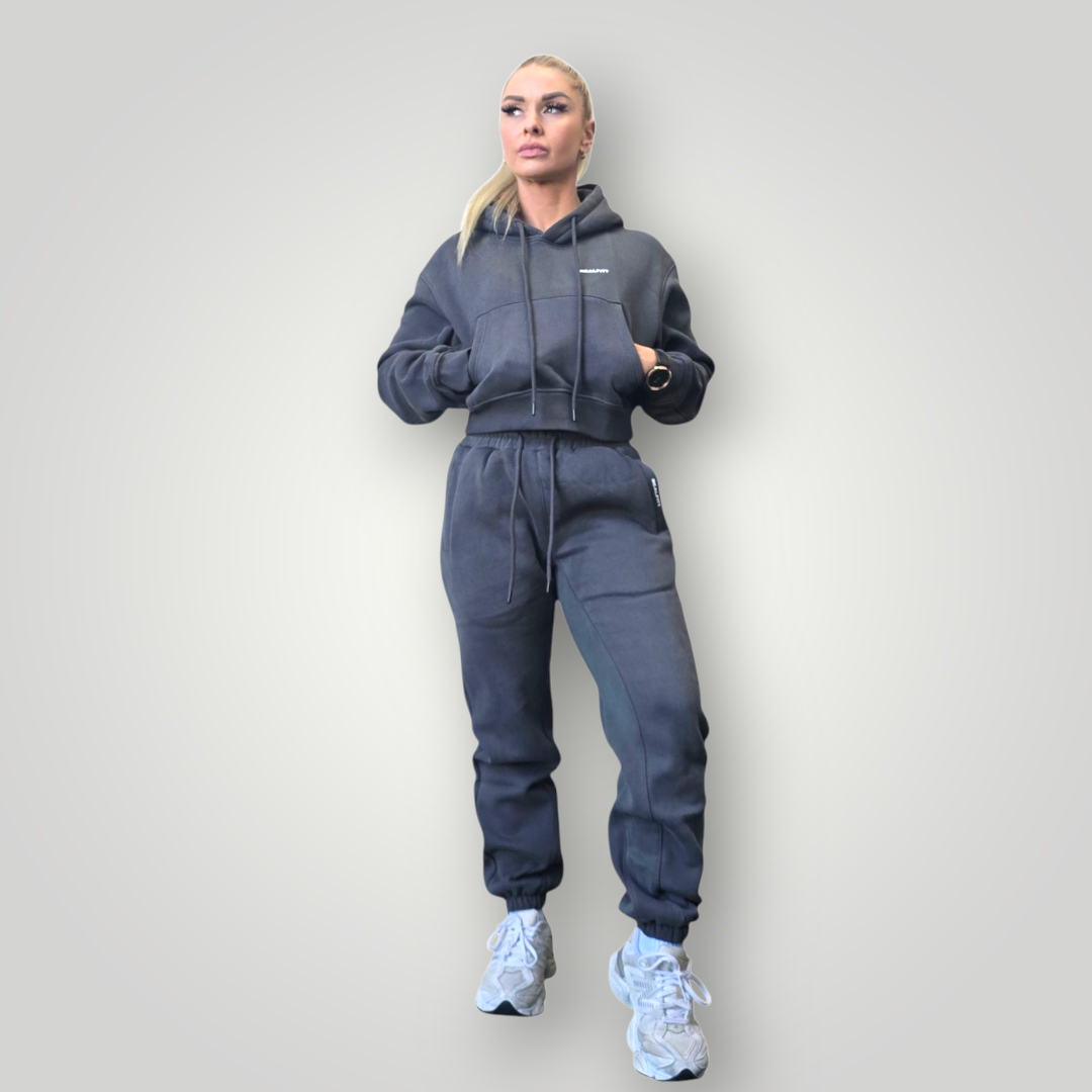 RealFitt Plush Cropped Hoodie in Grey