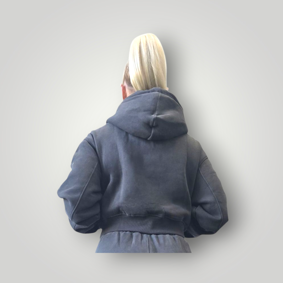 RealFitt Plush Cropped Hoodie in Grey