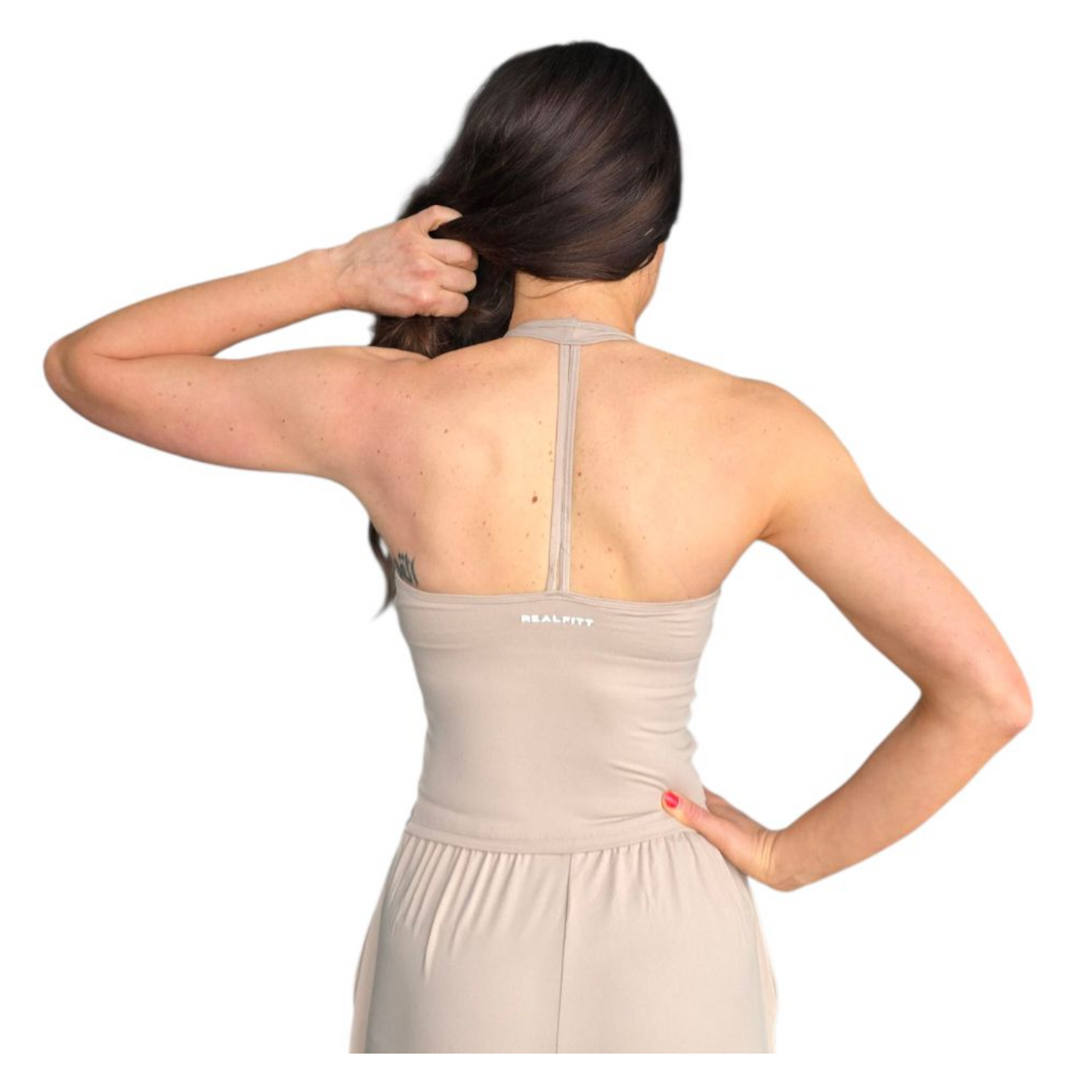 Essentials Halter Singlet in Beige