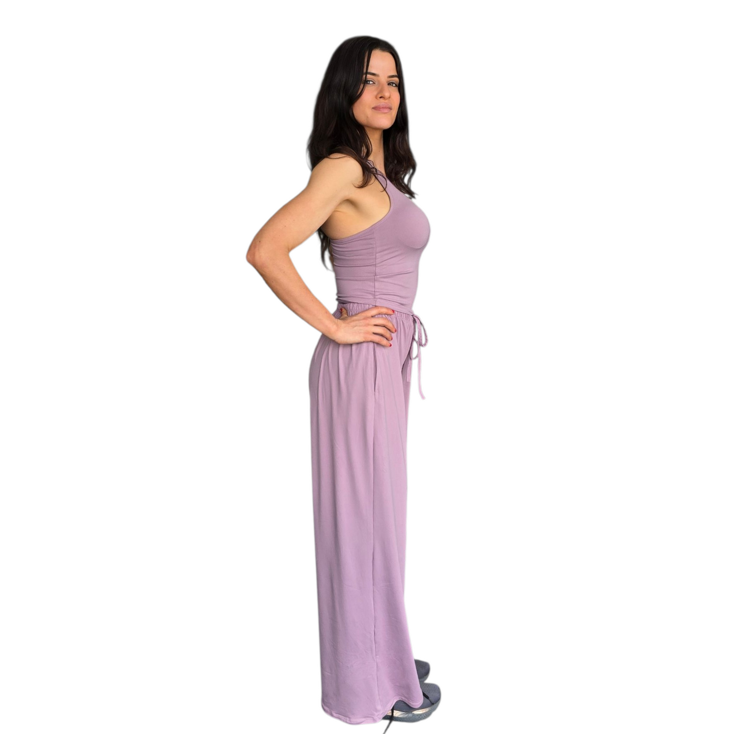 Essentials Wide Leg Pump Cover Pants in Lilac