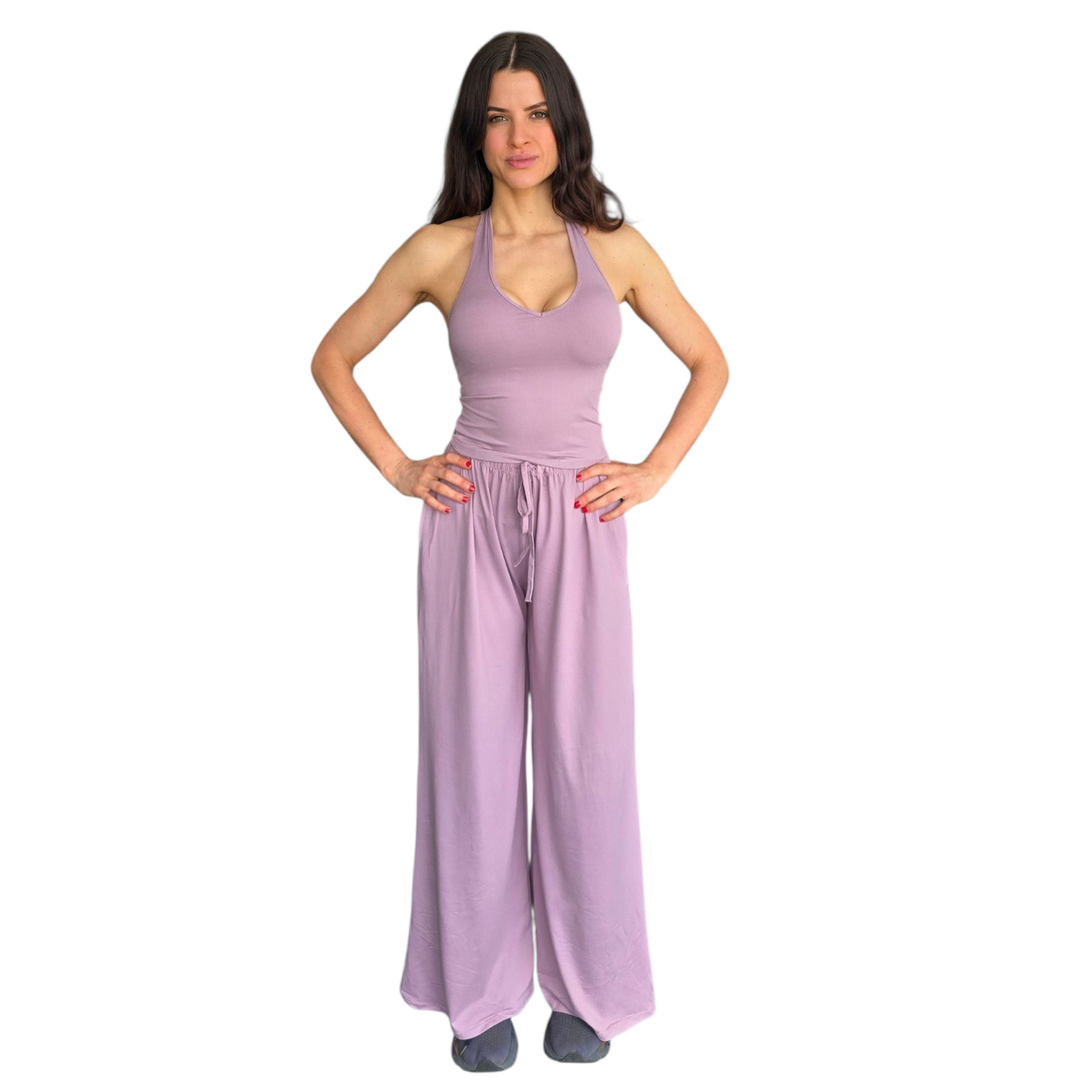 Essentials Wide Leg Pump Cover Pants in Lilac