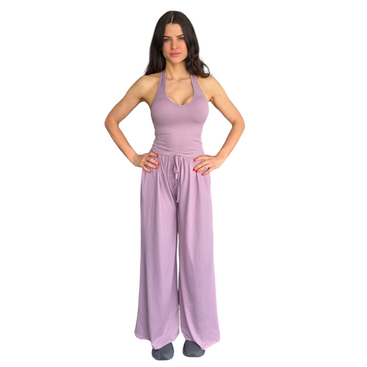 Essentials Wide Leg Pump Cover Pants in Lilac