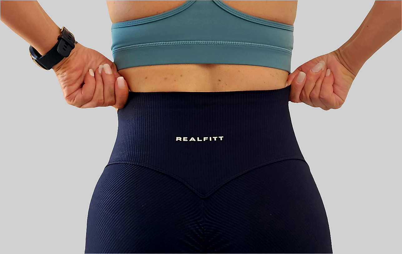 Scrunch Bum Lift Ribbed Leggings in Black