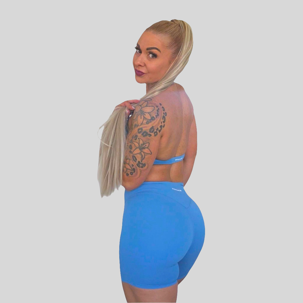 Self Love Halter Twist Bra in Blue