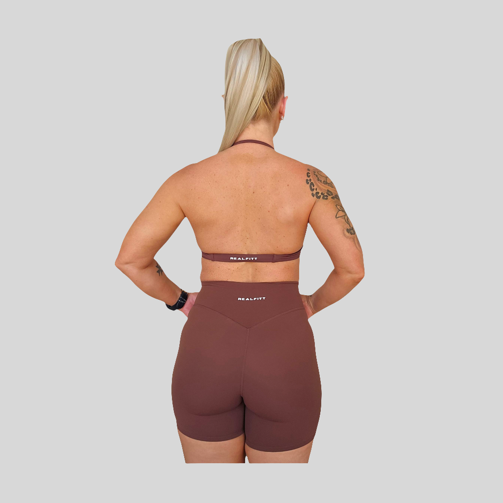 Self Love Halter Twist Bra in Coffee