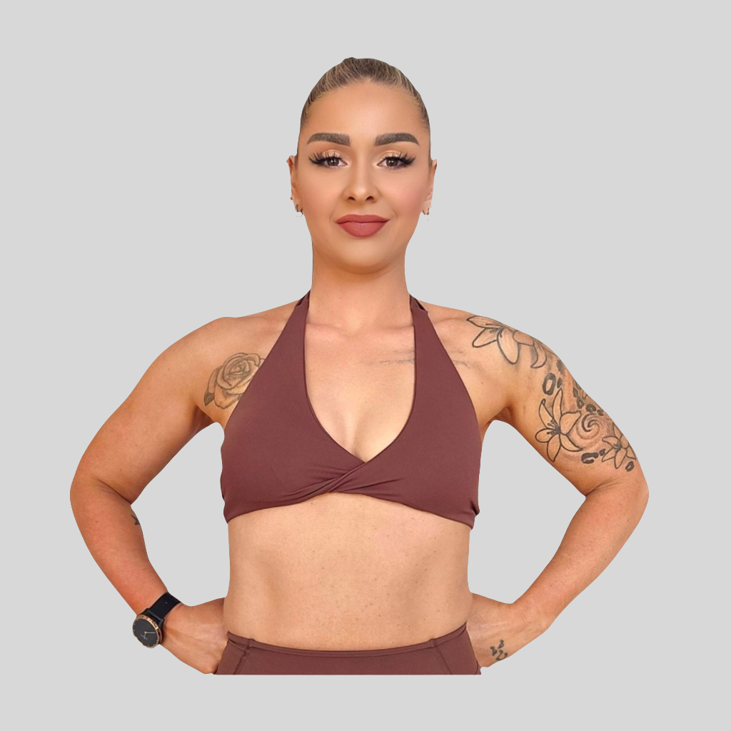 Self Love Halter Twist Bra in Coffee