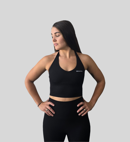 Tie Up Halter Top  Black