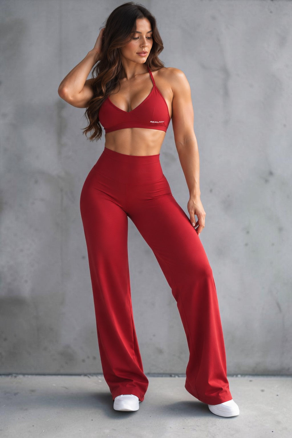 Siren Halter Bra with Adjustable String Straps in Red