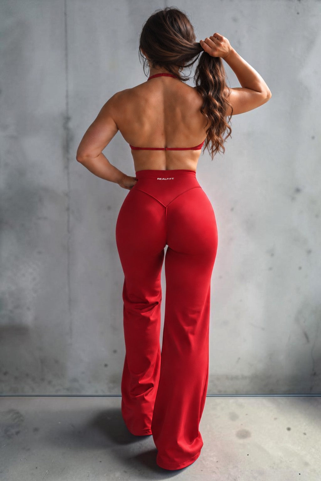 Siren Halter Bra with Adjustable String Straps in Red