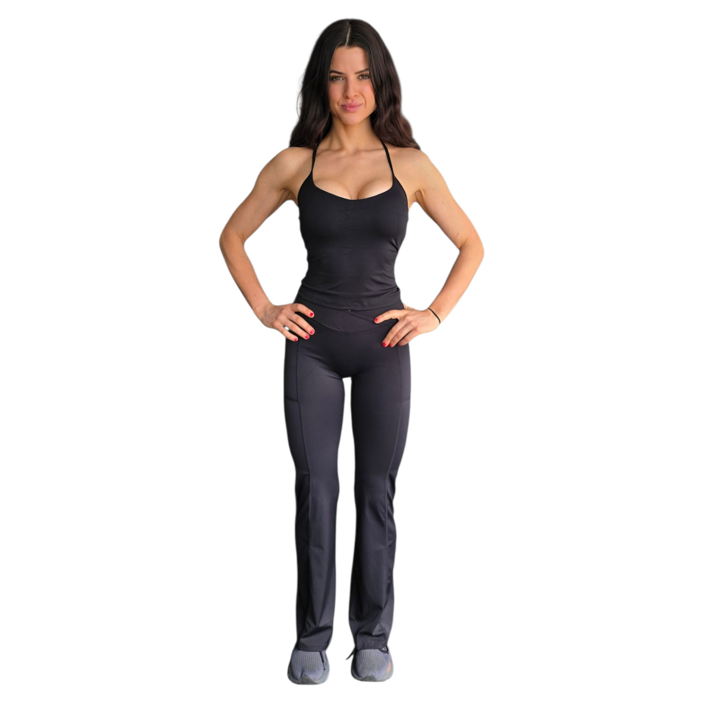 Icon Non-Visible Scrunch Flares in Black with Pockets