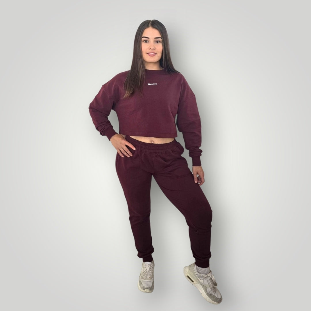 Casual-Lane Cropped Jumper in Marone