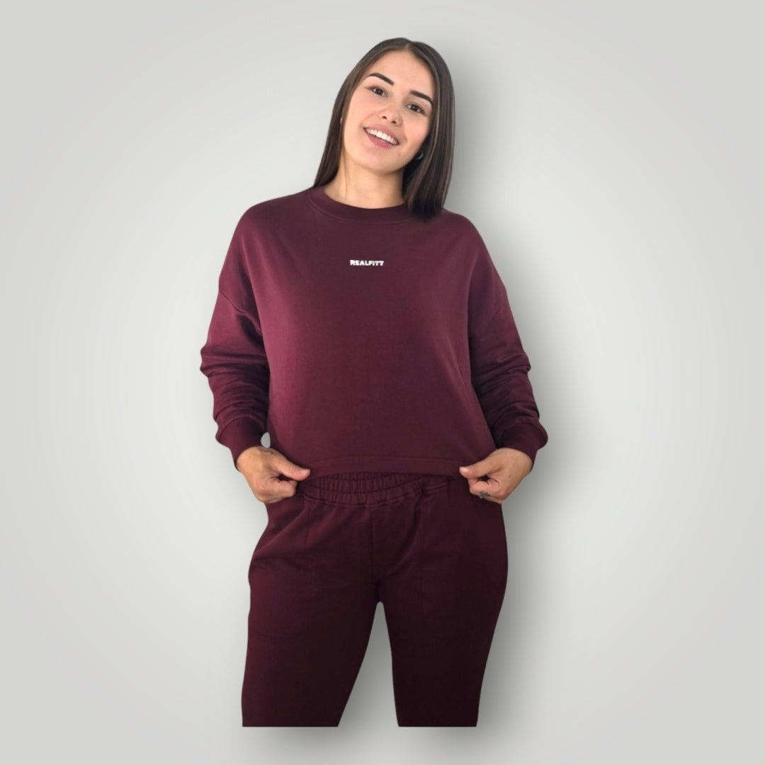 Casual-Lane Cropped Jumper in Marone